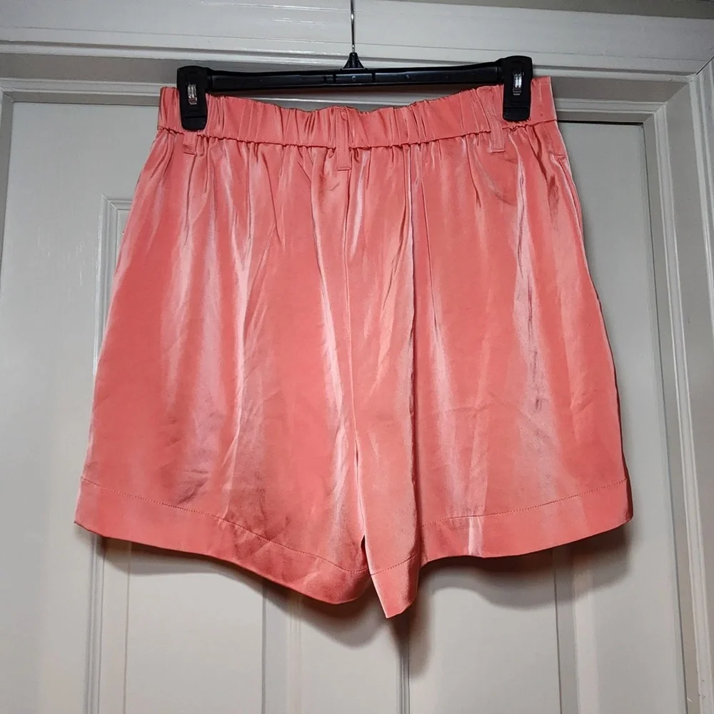 NWT One 5 One Coral High Waist‎ Women's Satin Charmeuse Shorts Resortwear Summer